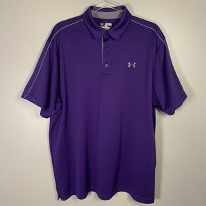 Under Armour UA Golf Polo Shirt Mens 2XL Loose Fit Purple Heatgear
